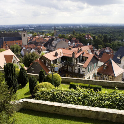 Bild vergrößern: Ausblick von der Burg über die Dächer von Kronberg
